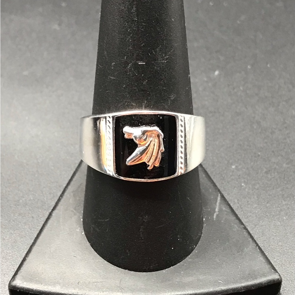 925 Sterling Silver Horse Men's Ring size 10.5 - Picture 3 of 12